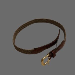 Brighton Tan Braided Elastic Belt with Gold-Tone Buckle